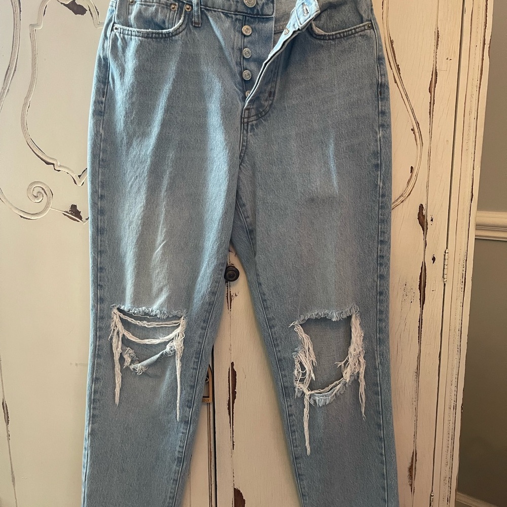 BDG High Rise Slim Straight Distressed Button Fly Jeans 27